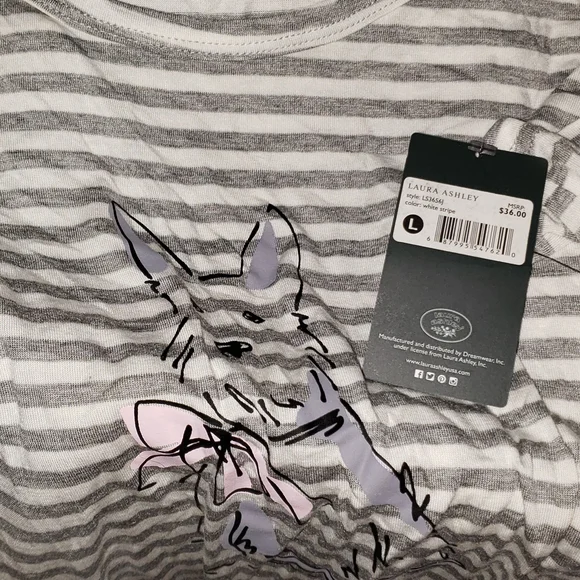 Gray Striped T-Shirt with Dog Graphic - Picture 3 of 3